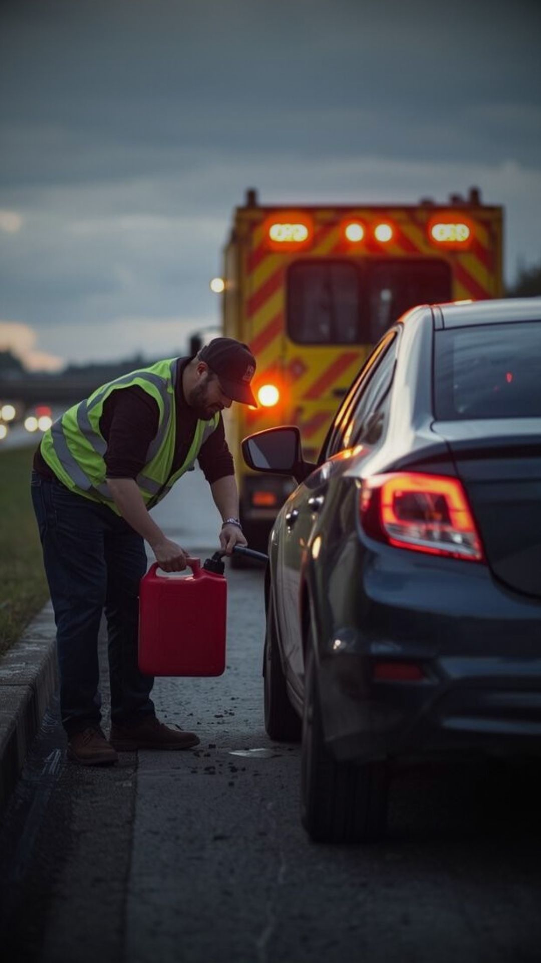 Fuel delivery service assisting a car in Philadelphia